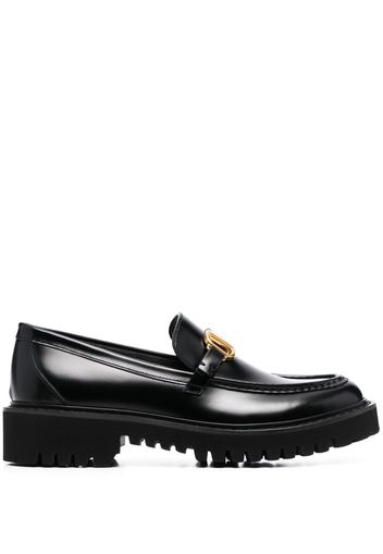 Valentino Garavani leather logo-plaque loafers - Schwarz