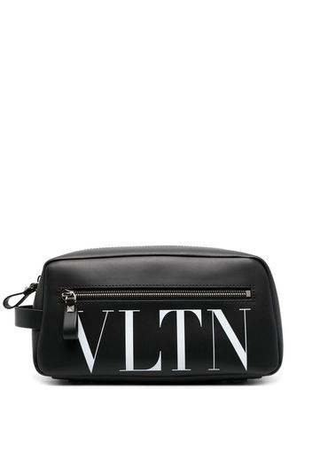 Valentino Garavani logo-print leather wash bag - Schwarz