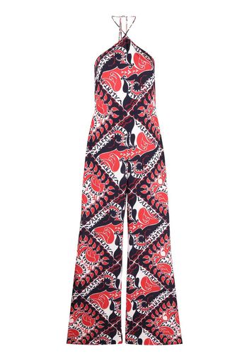 Valentino Archive Manifesto Bandana print silk jumpsuit - Blau