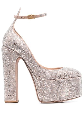 Valentino Garavani platform rhinestone pumps - Silber