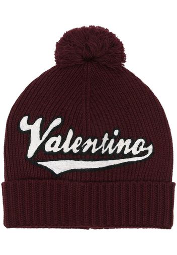 Valentino embroidered logo beanie hat - Rot