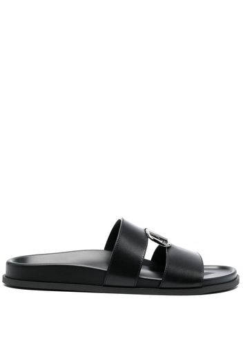 Valentino Garavani logo-plaque calf-leather sandals - Schwarz