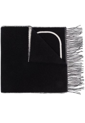 Valentino logo-print fringed scarf - Schwarz