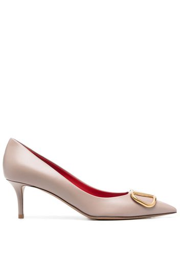 Valentino Garavani logo-plaque leather pumps - Nude