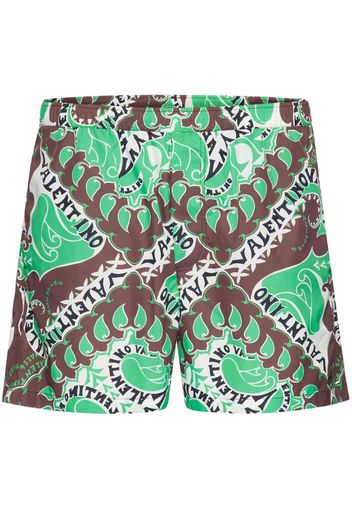 Valentino Badeshorts mit abstraktem Print - Braun