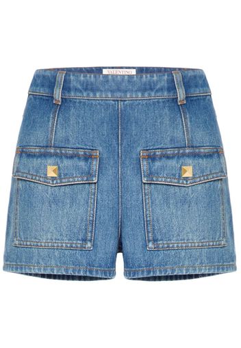 Valentino VLogo stud-detail denim shorts - Blau