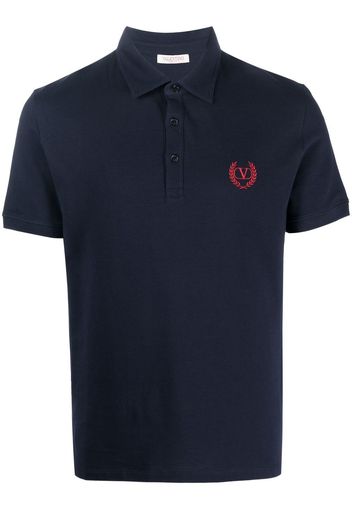 Valentino embroidered-logo cotton polo shirt - Blau