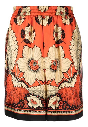 Valentino floral-print track shorts - Orange