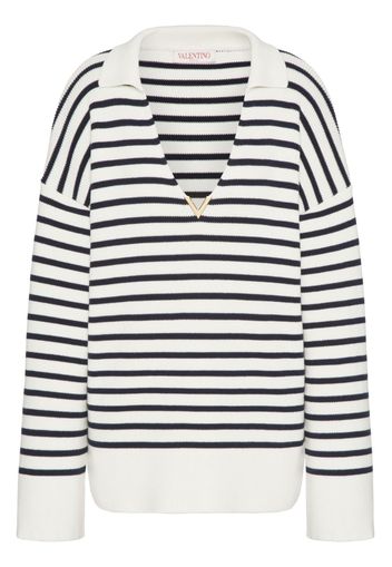 Valentino Garavani striped VLogo cotton jumper - Weiß