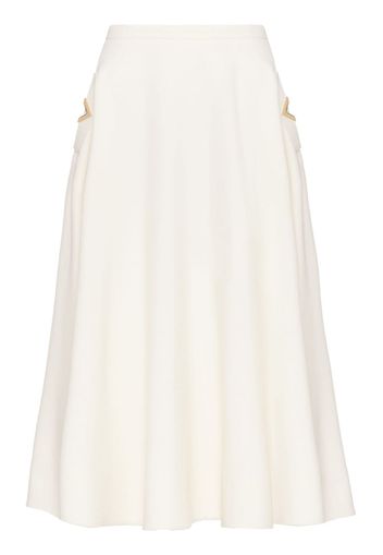 Valentino Garavani logo-plaque A-line midi skirt - Weiß