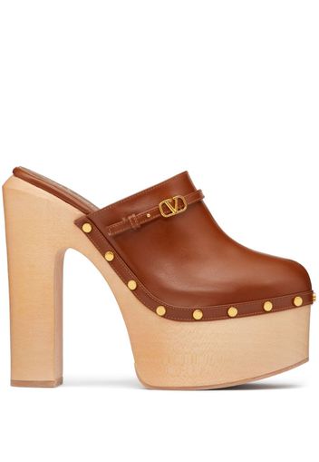 Valentino Garavani Tan-Go studded clogs - Braun