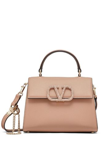 Valentino Garavani logo-plaque tote bag - Nude