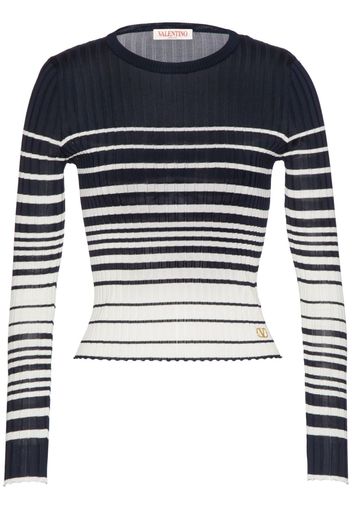 Valentino Garavani Gestreifter Strickpullover - Schwarz