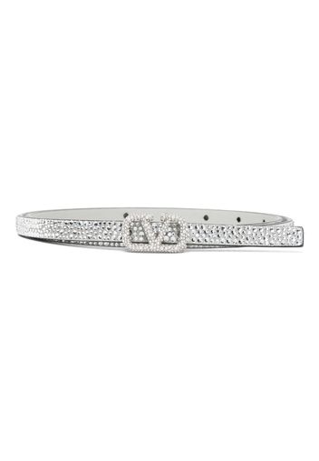 Valentino Garavani V-logo rhinestone-embellished belt - Silber