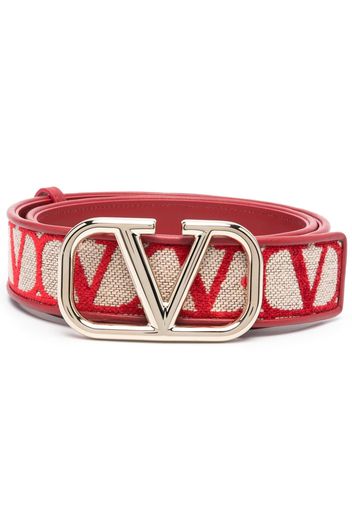Valentino Garavani monogram-jacquard buckle belt - Rot
