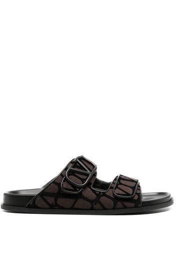 Valentino Garavani VLogo Toile Iconographe double-strap sandals - Braun