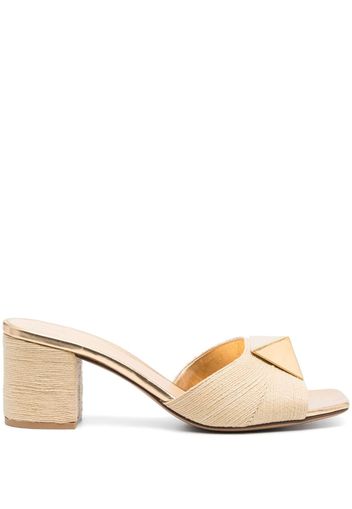 Valentino Garavani One Stud 65mm raffia mules - Nude