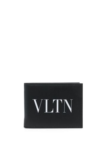Valentino Garavani VLTN-print folded leather wallet - Schwarz