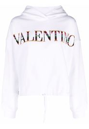 Valentino sequin-logo drawstring hoodie - Weiß