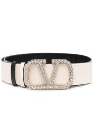 Valentino Garavani VLogo embellished-buckle reversible belt - Nude