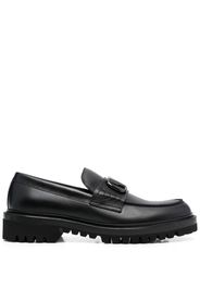 Valentino Garavani logo-plaque leather loafers - Schwarz