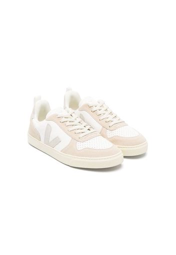 VEJA Kids logo-patch low-top leather sneakers - Nude