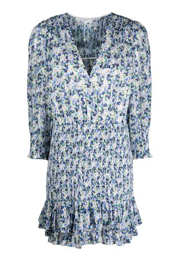 Veronica Beard Darrah smocked floral-print mini dress - Blau