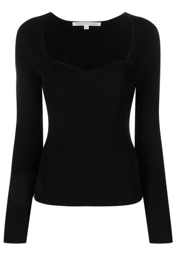 Veronica Beard sweetheart ribbed knit top - Schwarz