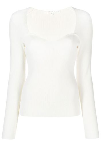 Veronica Beard sweetheart ribbed knit top - Nude