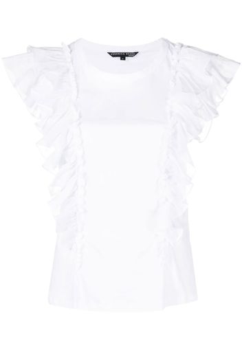 Veronica Beard ruffle-detail cotton T-shirt - Weiß