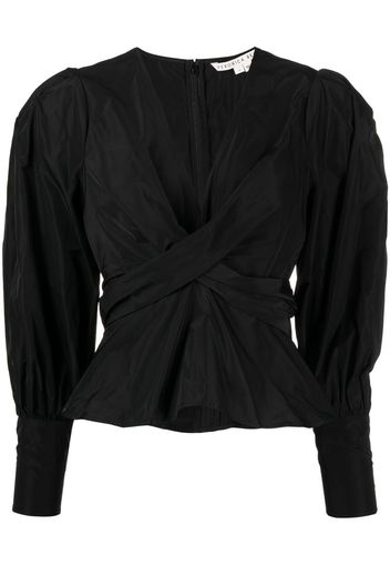 Veronica Beard twist detail V-neck blouse - Schwarz