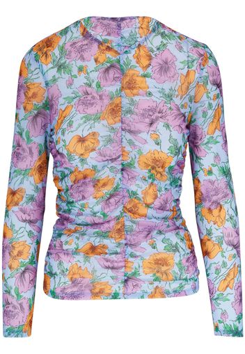 Veronica Beard gathered-detail floral-print blouse - Violett