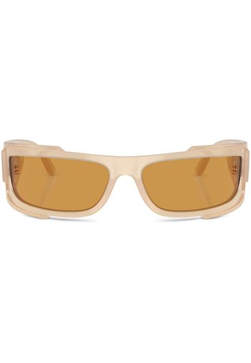 Versace Eyewear logo-plaque rectangular-frame sunglasses - Nude