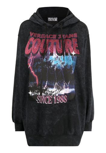 Versace Jeans Couture graphic-print cotton hoodie - Schwarz