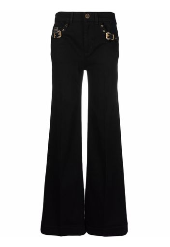 Versace Jeans Couture buckle-detail flared trousers - Schwarz