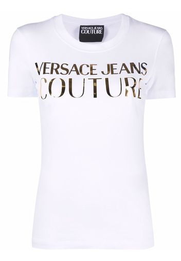 Versace Jeans Couture logo-print metallic T-shirt - Weiß