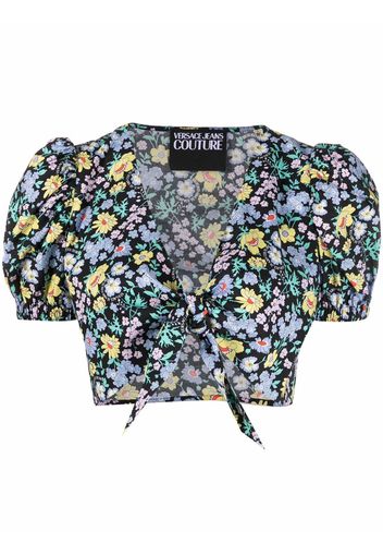 Versace Jeans Couture floral-print crop top - Schwarz