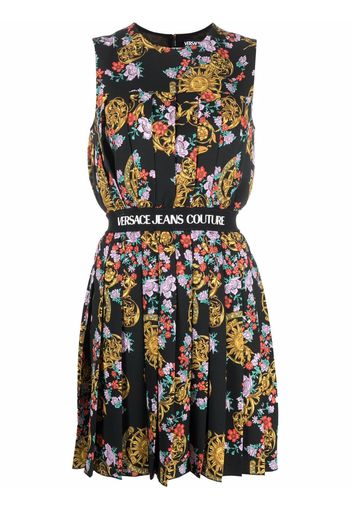 Versace Jeans Couture Sunflower print crepe mini dress - Schwarz