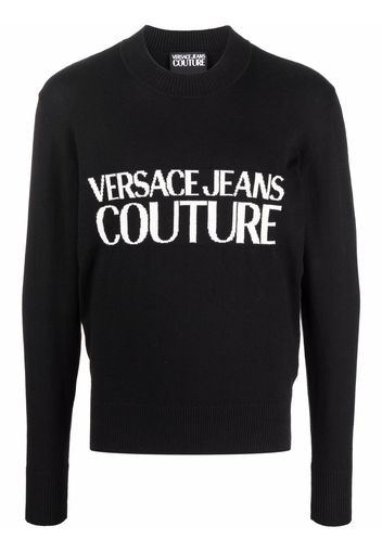 Versace Jeans Couture logo intarsia crew-neck jumper - Schwarz