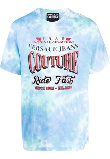 Versace Jeans Couture tie-dye slogan-print T-shirt - Blau