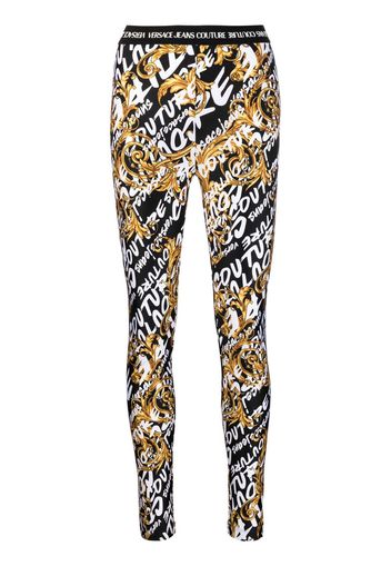 Versace Jeans Couture logo-print baroque-pattern leggings - Schwarz