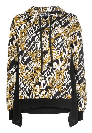 Versace Jeans Couture Garland logo-print panelled hoodie - Schwarz