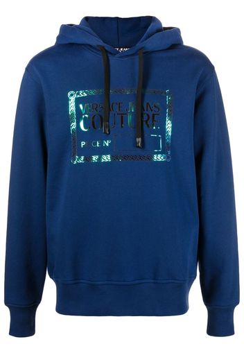 Versace Jeans Couture logo plaque cotton hoodie - Blau