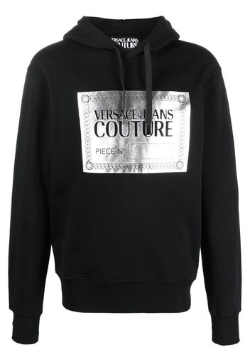 Versace Jeans Couture Hoodie mit Metallic-Logo - Schwarz