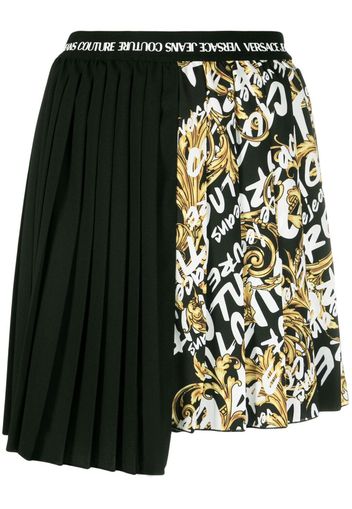 Versace Jeans Couture logo brush-print pleated skirt - Schwarz