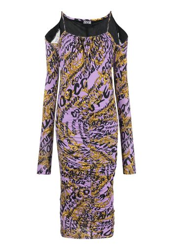 Versace Jeans Couture all-over logo-print gathered dress - Violett