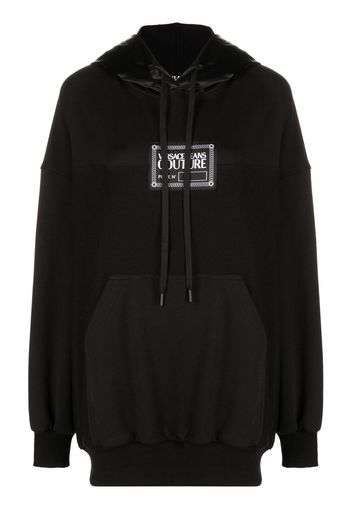 Versace Jeans Couture panelled logo-print detail hoodie - Schwarz