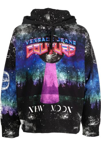 Versace Jeans Couture graphic-print drawstring hoodie - Schwarz