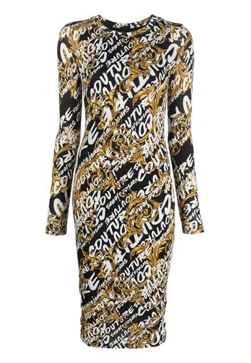 Versace Jeans Couture Barocco logo-print midi dress - Schwarz