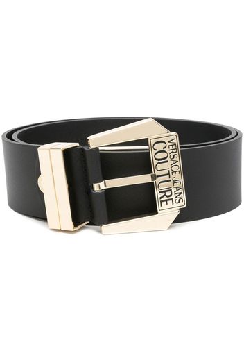 Versace Jeans Couture engraved-logo leather belt - Schwarz